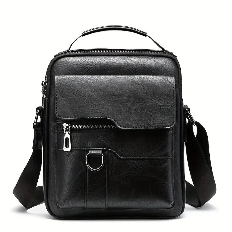 DJB1106 Men's Casual Crossbody Briefcase Backpack Korean Business Vertical Leather Business Flap Solid Color Messenger Bag - World Bazaar Life