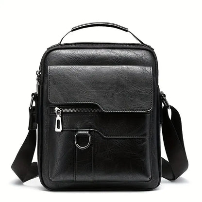 DJB1106 Men's Casual Crossbody Briefcase Backpack Korean Business Vertical Leather Business Flap Solid Color Messenger Bag - World Bazaar Life