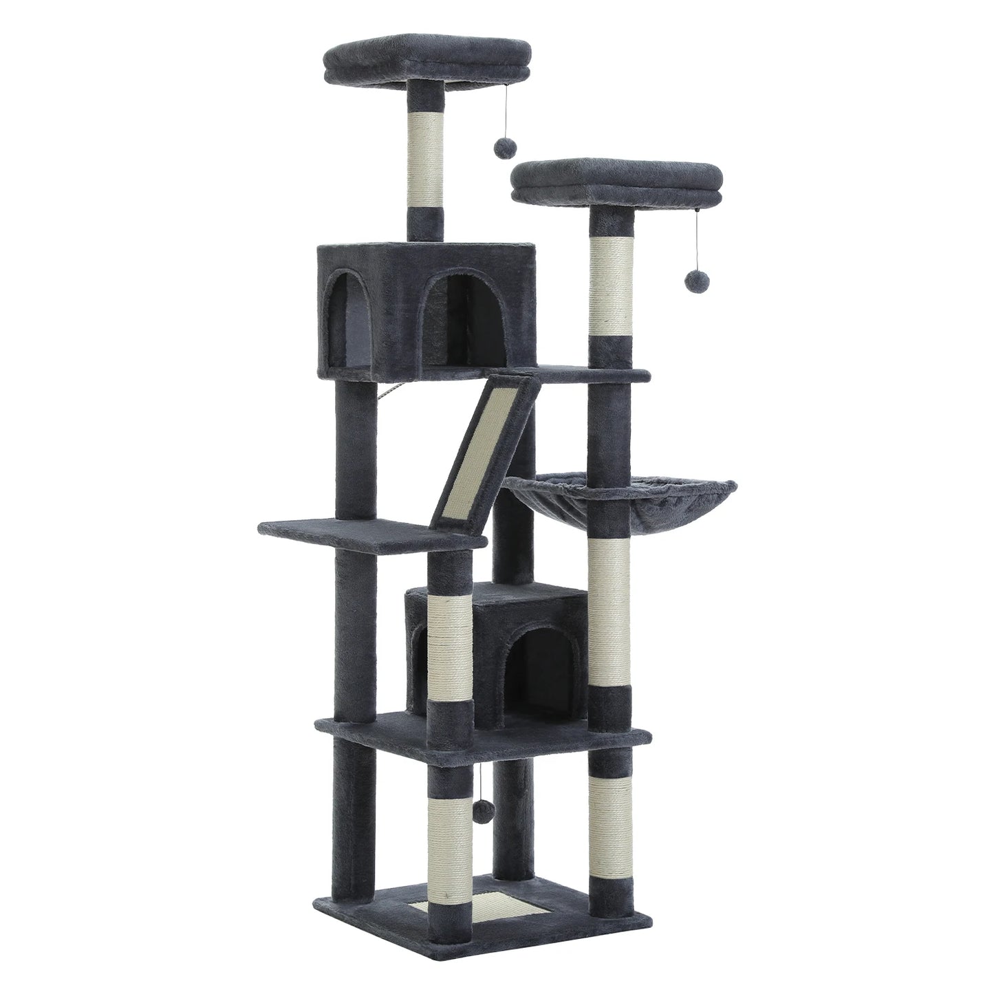 Tall Multi-Level Cat Tree Tower with Scratching Posts & Caves - World Bazaar Life