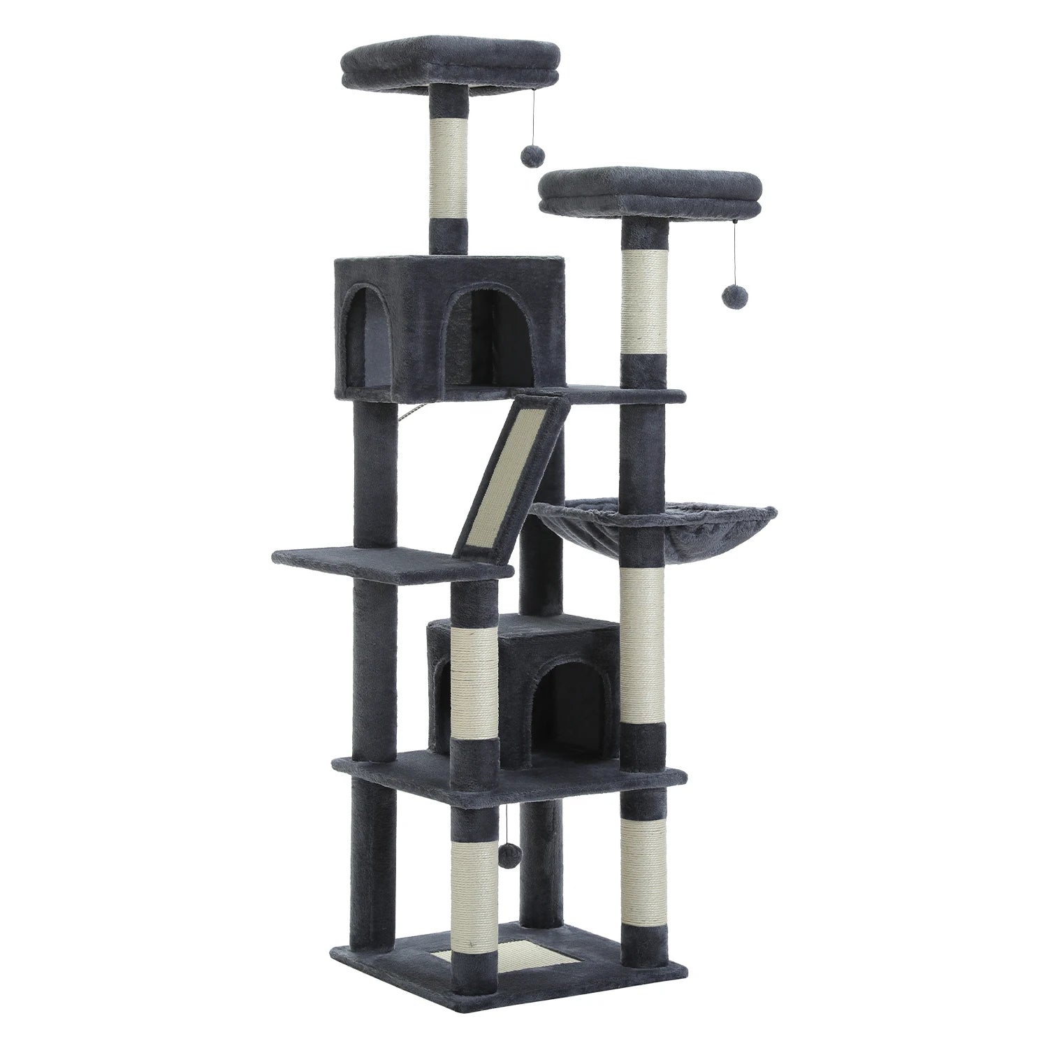 Tall Multi-Level Cat Tree Tower with Scratching Posts & Caves - World Bazaar Life