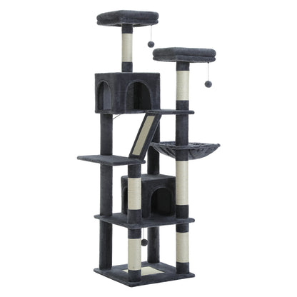 Tall Multi-Level Cat Tree Tower with Scratching Posts & Caves - World Bazaar Life