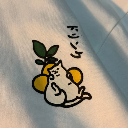 Cute Japanese Cat Print Oversized T-shirt men Women Short Sleeve Loose Casual Tee Shirt Streetwear Tops Cotton Harajuku Clothing-World Bazaar Life