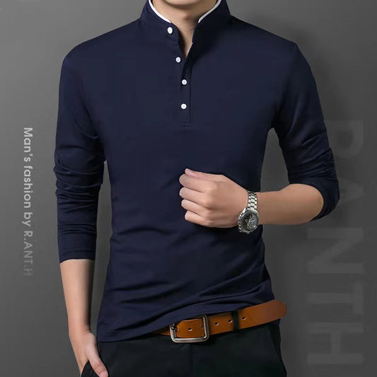 Men's Business Casual Long Sleeve Polo Shirt