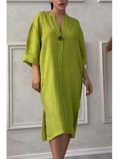 Y2k Long Sleeve Linen Maxi Dress Women Summer2024 Summer Casual Solid Color Party Loose Long Dresses Elegant Vestidos