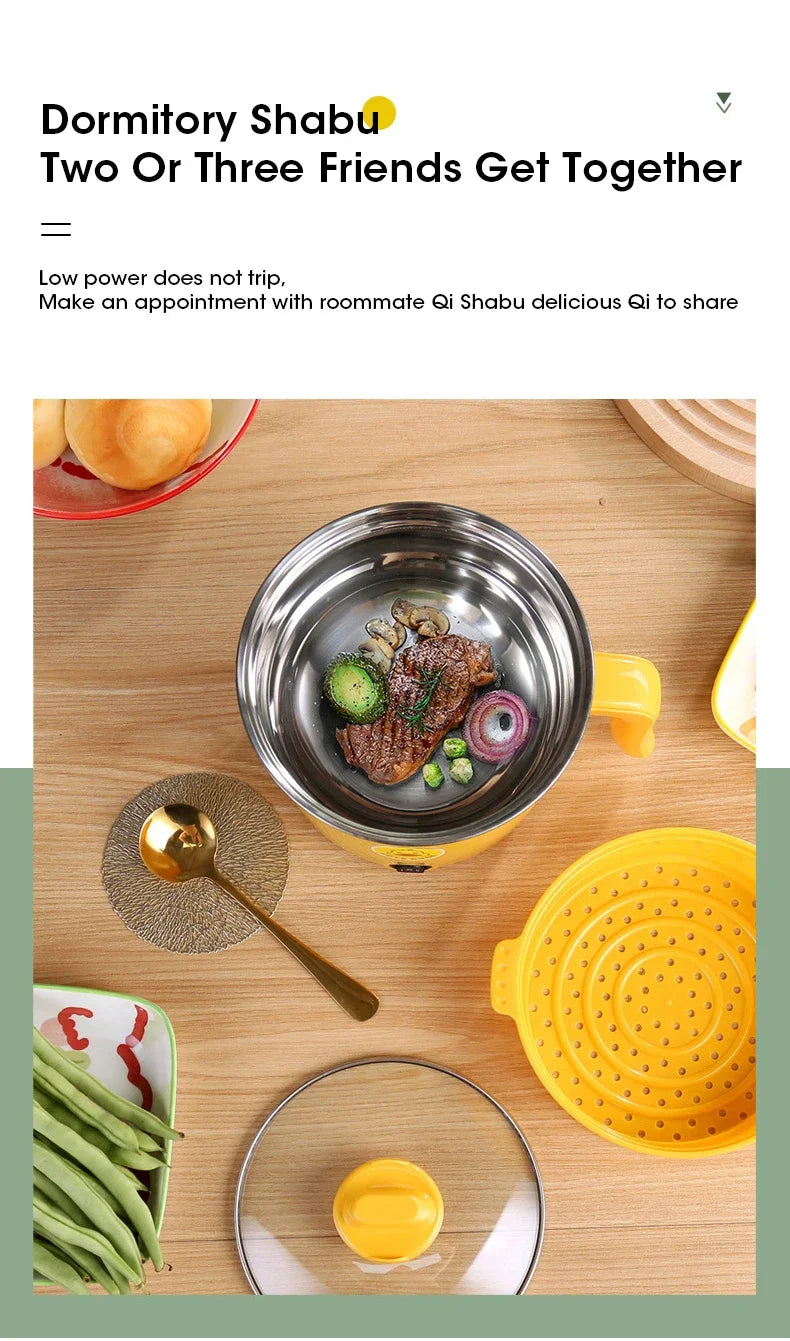 1.8L 220V mini multifunctional student dormitory electric hot pot electric cooking noodles home small pot Stainless steel liner-World Bazaar Life