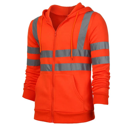 Hoodies Male Reflective Sportswear Men's Jacket Road Work High Visibility Pullover Long Sleeve Tops Coat Clothes Streetwear