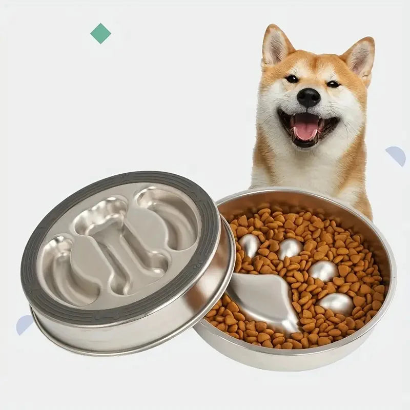 Premium Stainless Steel Pet Bowl Cervical Spine Protection for Dogs & Cats Pet Choke and Choke Prevention Slow Food Bowl-World Bazaar Life