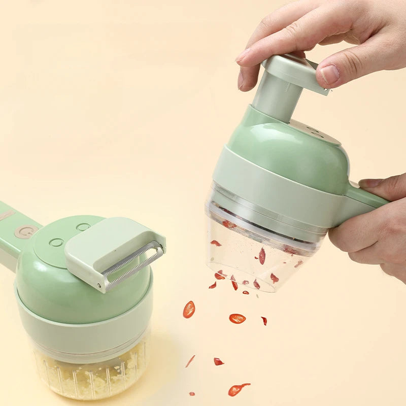 4 in 1 Handheld Electric Food Cutter Set, Kitchen Gods Wireless Food Processor for Fruits, Vegetables and Meat