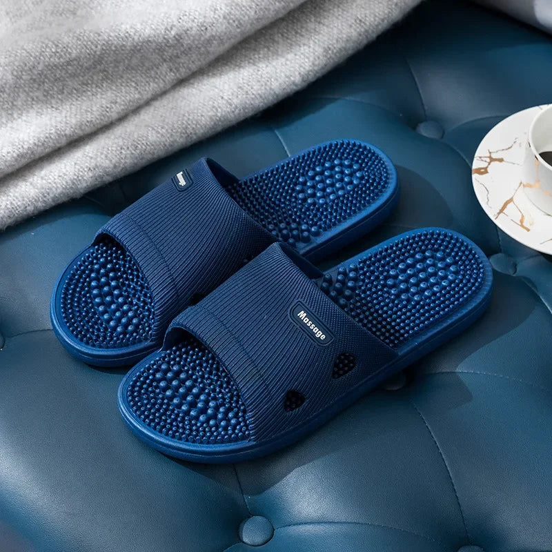 New Women Foot Massage Slippers Men Slipper Indoor Bathroom Non-slip Soft Slides Couples House Relief Feet Health Care Shoes