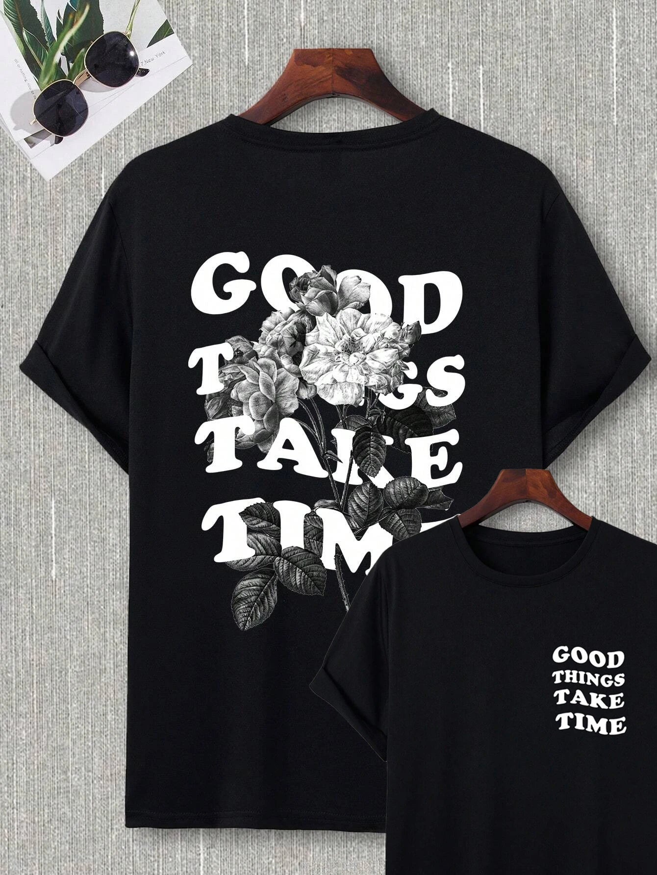 Good Things Take Time Men Women Unisex Cotton T-shirt Luxury Brand Rap Big Size Top Short Sleeve Streetwear Classic Back Tee 4XL - World Bazaar Life