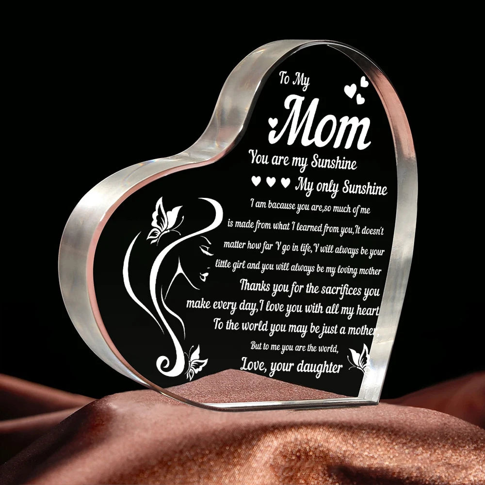 Heart Transparent Acrylic Ornaments Decorations Gift for My Mom Birthday Present From Family Souvenir for Mother's Day Gift-World Bazaar Life