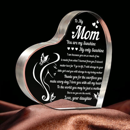 Heart Transparent Acrylic Ornaments Decorations Gift for My Mom Birthday Present From Family Souvenir for Mother's Day Gift-World Bazaar Life