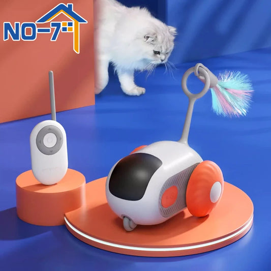 Smart Rolling Cat Toy Car – Interactive Remote Control Pet Toy - World Bazaar Life