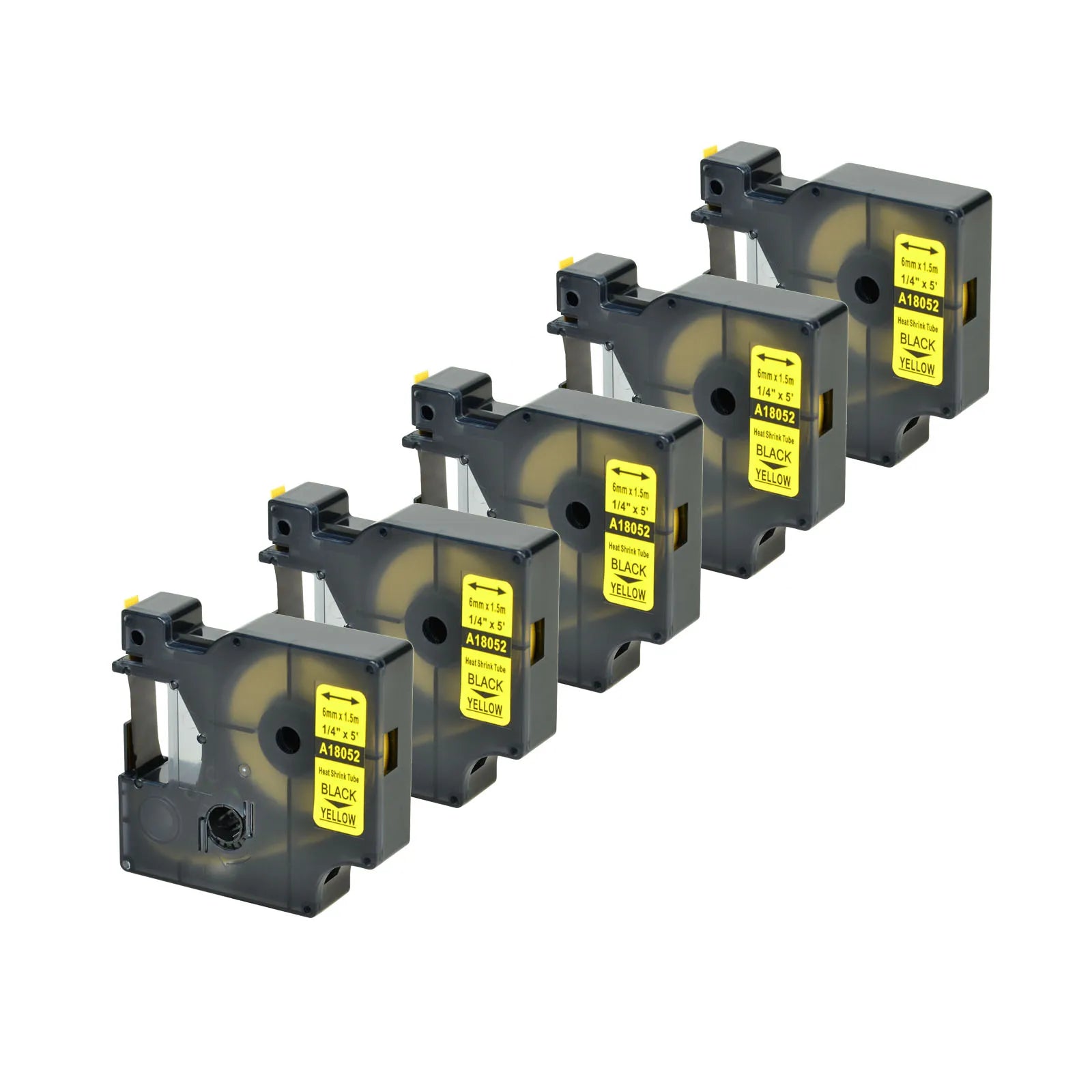 5Pcs 6-24mm Black on White Black on Yellow Heat Shrink Tube Tape 18051 18052 18053 18054 18055 18056 For Dymo RHINO Label Maker - World Bazaar Life