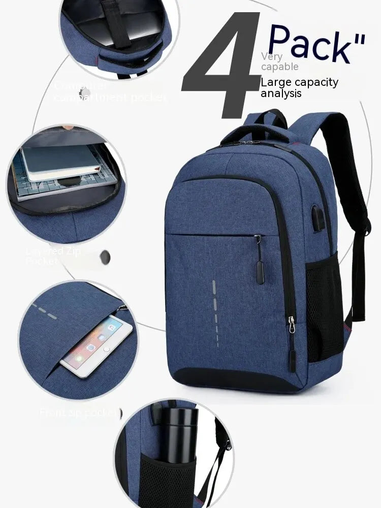 Mens BackPack Large Capacity Simple Fashion Travel Female Student Computer Bag - World Bazaar Life