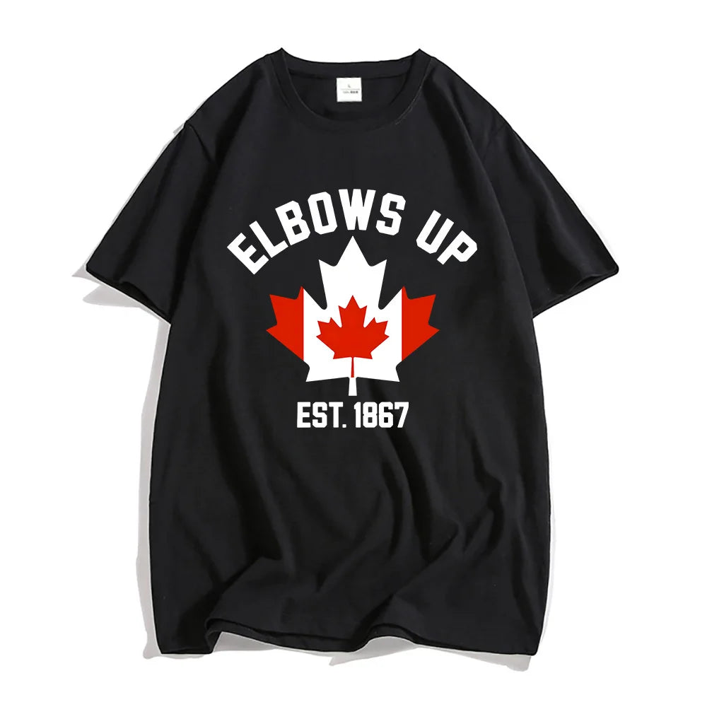 EST 1986 Canada Elbows Up Tshirts Short Sleeve Round Neck Male T-shirt Strong & Free Canadian Tees Men/Women Clothing Print Tops-World Bazaar Life