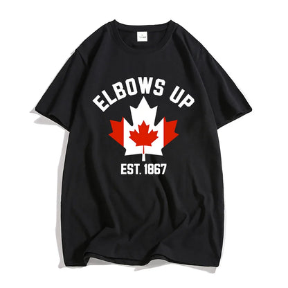 EST 1986 Canada Elbows Up Tshirts Short Sleeve Round Neck Male T-shirt Strong & Free Canadian Tees Men/Women Clothing Print Tops-World Bazaar Life