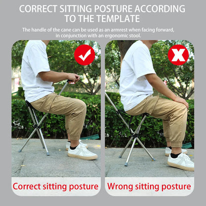 Foldable Cane Seat – Portable Stool & Walking Stick, Non-Slip Handle