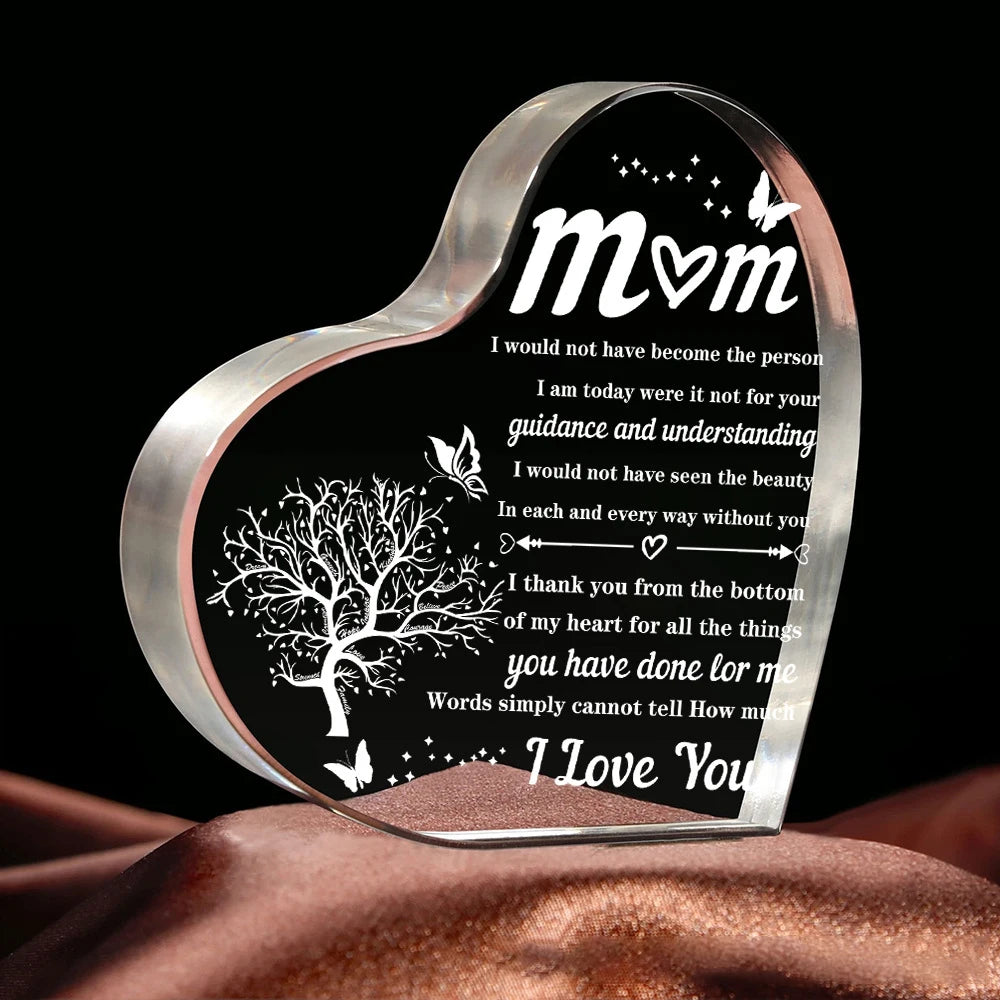 Heart Transparent Acrylic Ornaments Decorations Gift for My Mom Birthday Present From Family Souvenir for Mother's Day Gift-World Bazaar Life