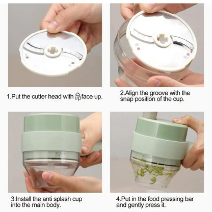 Garlic Grinder With Handle Electric Meat Mincer Garlic Chopper Chili Ginger Fruit Vegetable Onion Cutter  Kitchen Cooking Gadget