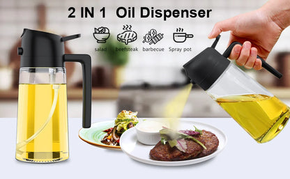 2in1 Olivenölspender &amp; Sprühflasche 500ml zum Kochen &amp; Grillen