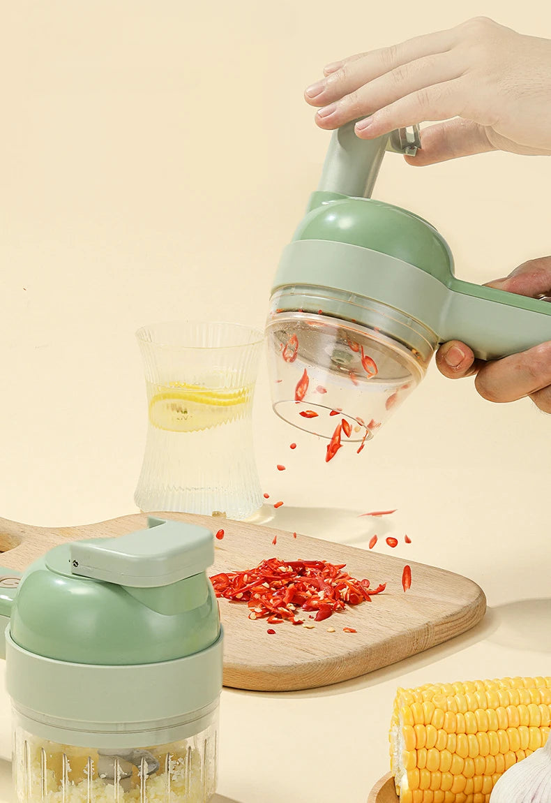 4 in 1 Handheld Electric Food Cutter Set, Kitchen Gods Wireless Food Processor for Fruits, Vegetables and Meat