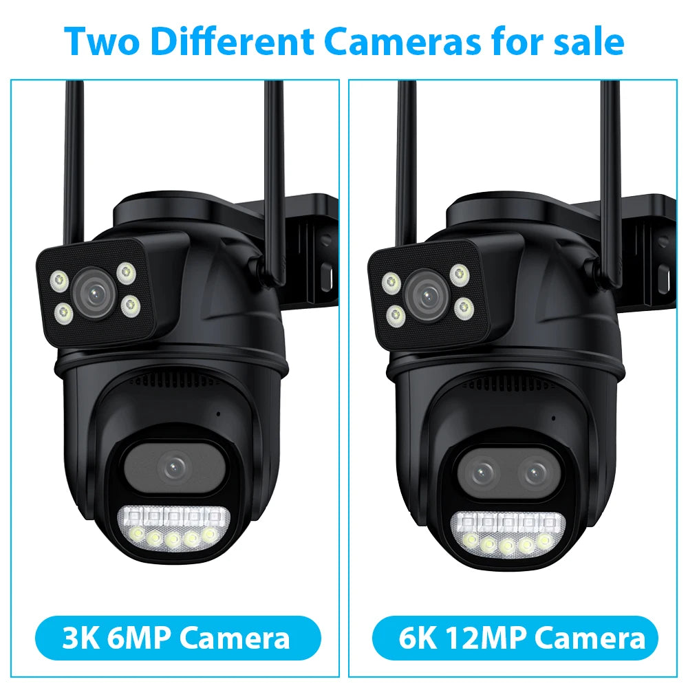 6K 12MP Outdoor Wifi Camera PTZ 8X Optical Zoom Three Lens Dual Screens Video Surveillance 8MP Dual Lens CCTV Security IP Camera-World Bazaar Life
