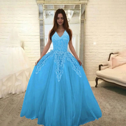 Elegant Lace V-Neck Maxi Dress – Sleeveless Summer Party Wear