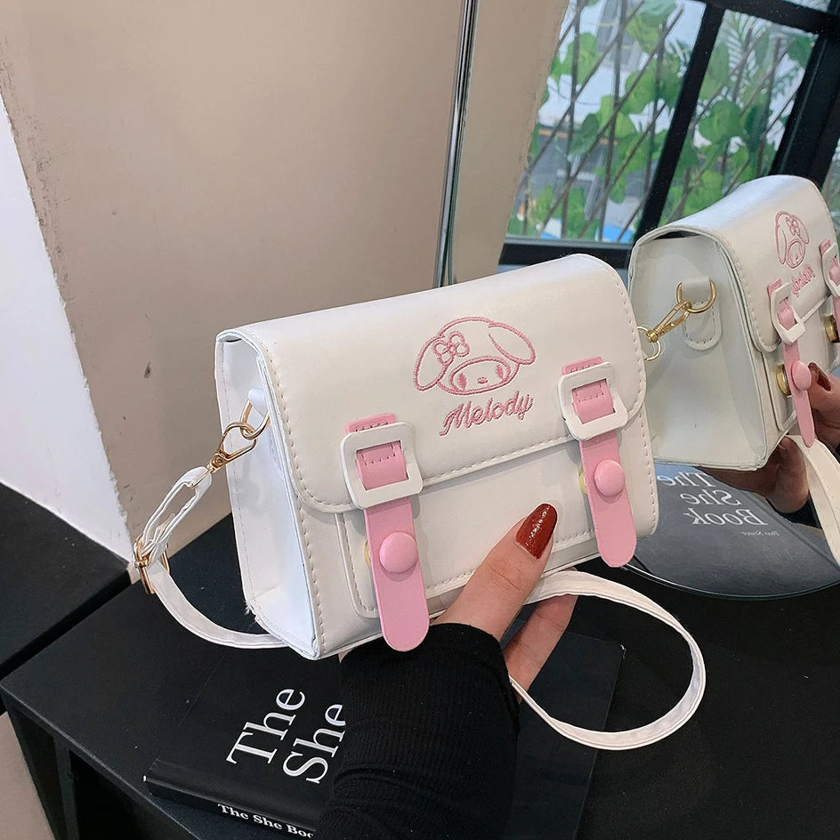 Sanrio Pu Square Bag Anime Shoulder Bags Kawaii Messenger Tote Cute Cartoon Backpacks My melody Cinnamorol Kuromi Fashion Bags-World Bazaar Life