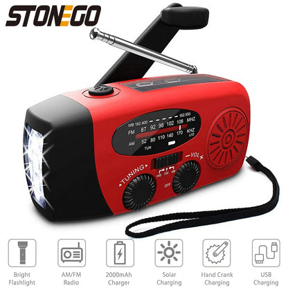 Outdoor Emergency Radio – Hand Crank, Solar, Light & Power Bank