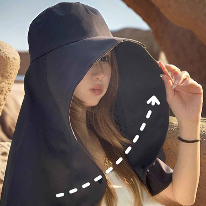 Wide Brim Sun Hat with Neck Flap – UV Protection for Hiking & Fishing-World Bazaar Life