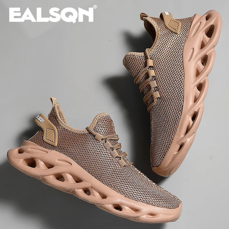 Men Sports Running Black Jogging Shoes Casual Sneakers Brown Outdoor Breathable Mesh Women Light Shock-absorption Black Tennis - World Bazaar Life