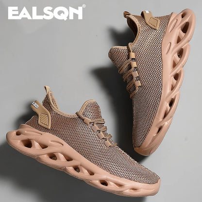 Men Sports Running Black Jogging Shoes Casual Sneakers Brown Outdoor Breathable Mesh Women Light Shock-absorption Black Tennis - World Bazaar Life