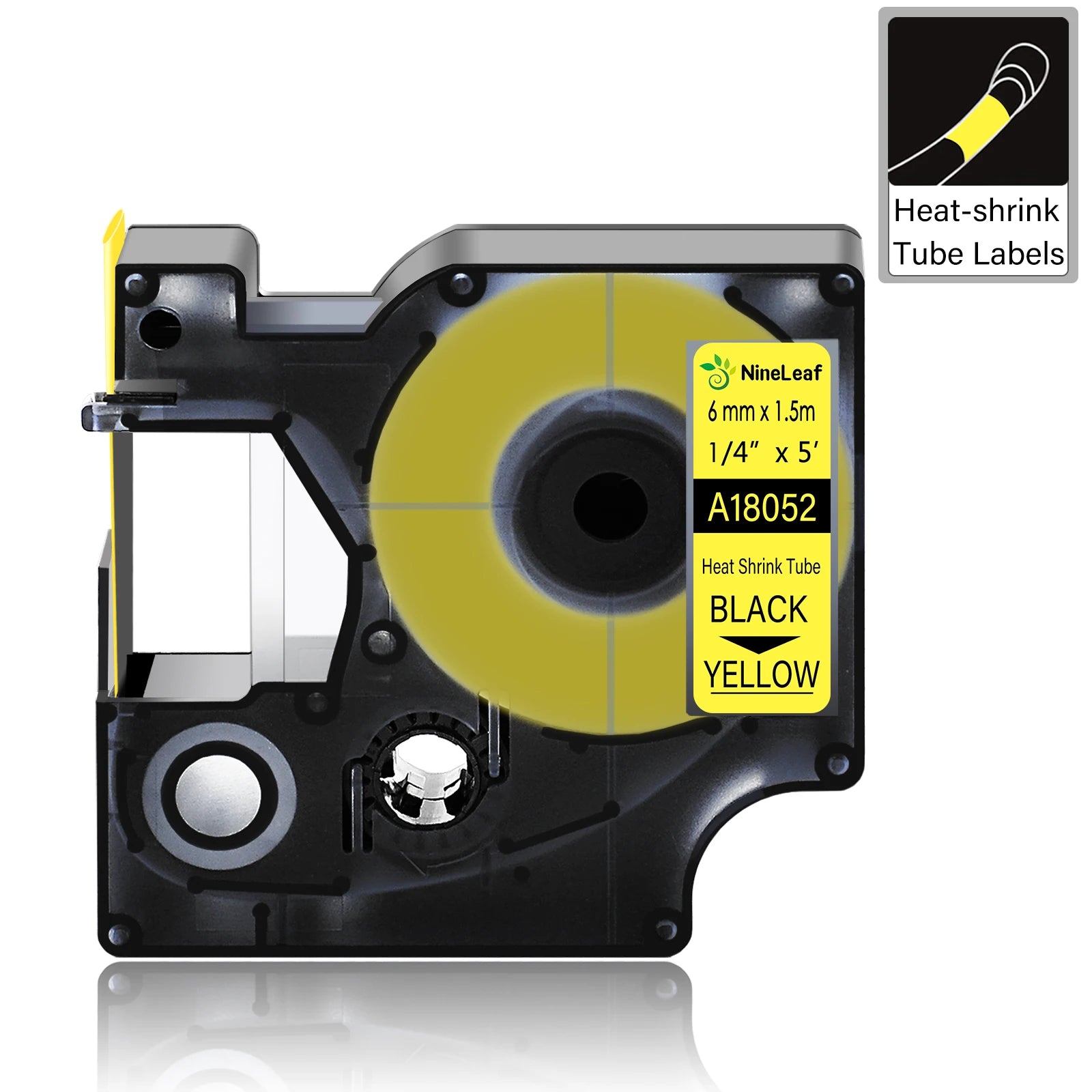 5Pcs 6-24mm Black on White Black on Yellow Heat Shrink Tube Tape 18051 18052 18053 18054 18055 18056 For Dymo RHINO Label Maker - World Bazaar Life