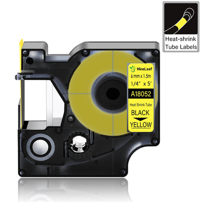 5Pcs 6-24mm Black on White Black on Yellow Heat Shrink Tube Tape 18051 18052 18053 18054 18055 18056 For Dymo RHINO Label Maker - World Bazaar Life