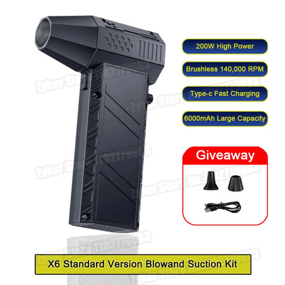 X6 Turbo Jet Fan Turbo Violent Fan Powerful Blower with High Speed Duct Fan Handheld Duct Fan 140000 RPM 53m/s Air Duster Blower