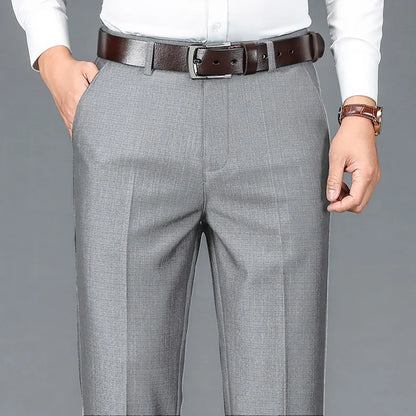 New Men's Classic Straight Leg Business Suit Pants Solid Formal Occasion Office Pants Male High Quality Baggy Trousers Plus Size - World Bazaar Life