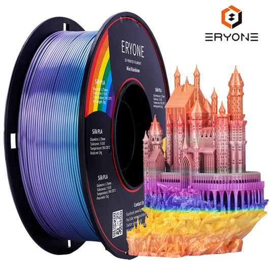 ERYONE Mini Rainbow PLA Filament 1KG - 1,75 mm, ±0,03 mm Tolerans, Tüm Yazıcılar için En İyi 3D Baskı Malzemesi