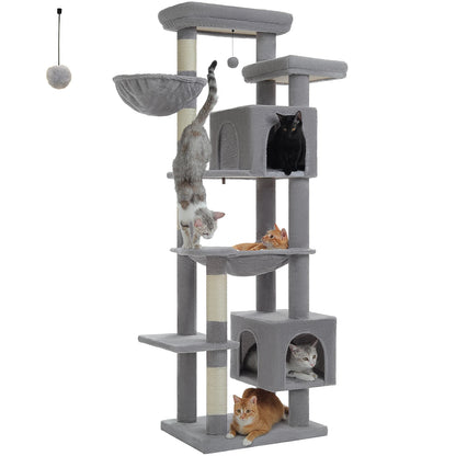 Tall Multi-Level Cat Tree Tower with Scratching Posts & Caves - World Bazaar Life