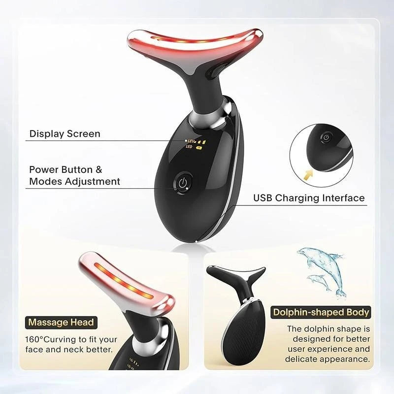 7LED Color Vibrating Neck Device Beauty Gift, neck and face skin massager, 1 piece set portable usb charging, electric Facial ma - World Bazaar Life