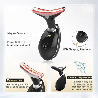 7LED Color Vibrating Neck Device Beauty Gift, neck and face skin massager, 1 piece set portable usb charging, electric Facial ma - World Bazaar Life