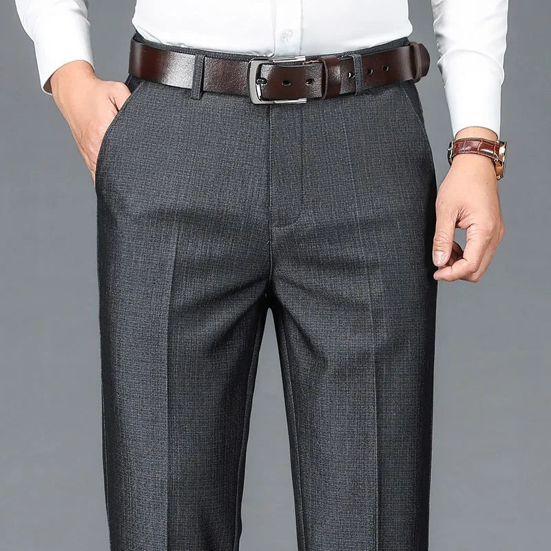 New Men's Classic Straight Leg Business Suit Pants Solid Formal Occasion Office Pants Male High Quality Baggy Trousers Plus Size - World Bazaar Life