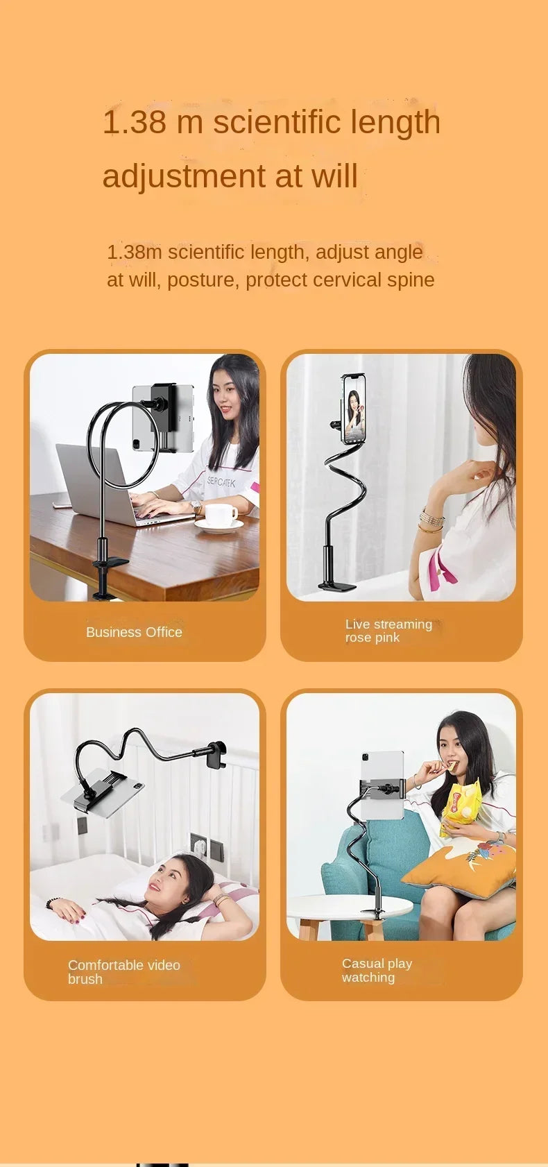Tablet Stand for Desk Clip Rotating Lazy Flexible Gooseneck Clamp Universal Long Arm Mount for Ipad Bed Desk Mobile Phone Holder - World Bazaar Life