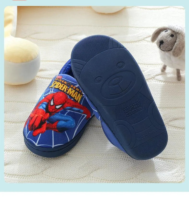 Cartoon Printed Spider-man Cotton Slippers For Children's Shoes Fashion New Style Warmth Autumn Winter Indoor Kids Boys Slipper-World Bazaar Life