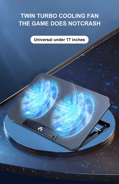 Gaming Laptop Cooler For Macbook Air Pro Dell 12-16 Inch Notebook Laptop Cooling Pad Wind 2 Fans Heat Sink Laptop Stand Radiator