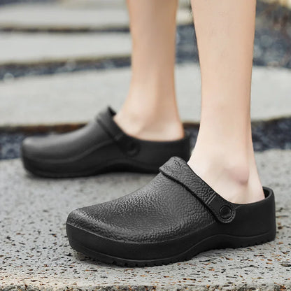 Comwarm Men New Clogs Slippers Non-slip Oil-proof Waterproof and Wear-resistant Work Kitchen Shoes Comfortable EVA Garden Sandal