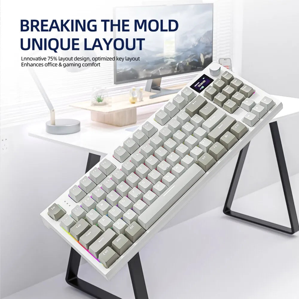K86 Wireless Hot-Swappable Mechanical Keyboard Bluetooth/2.4g With Display Screen and Volume Rotary Button for Games and Work - World Bazaar Life