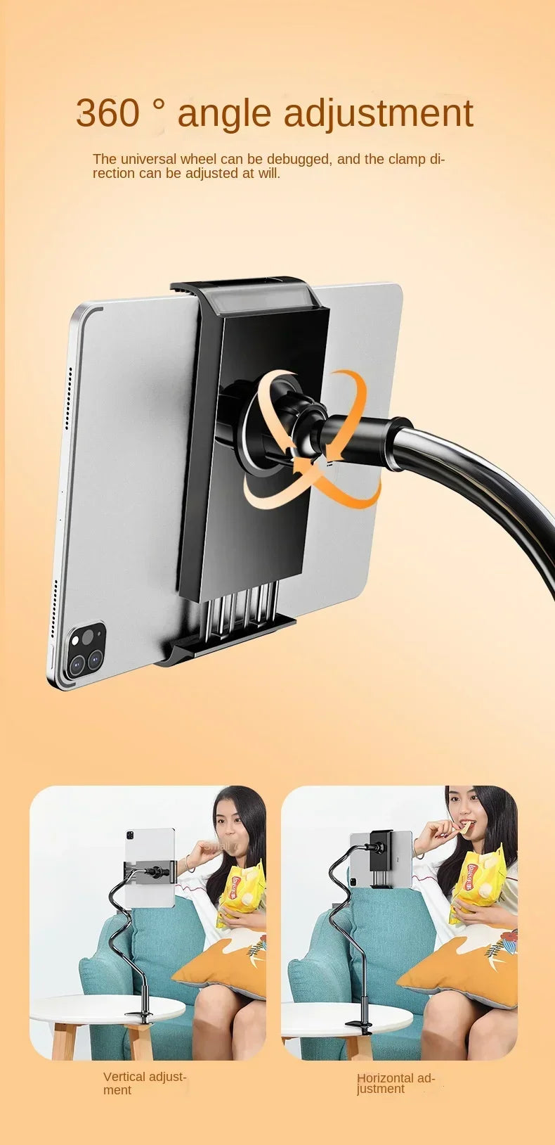 Tablet Stand for Desk Clip Rotating Lazy Flexible Gooseneck Clamp Universal Long Arm Mount for Ipad Bed Desk Mobile Phone Holder - World Bazaar Life