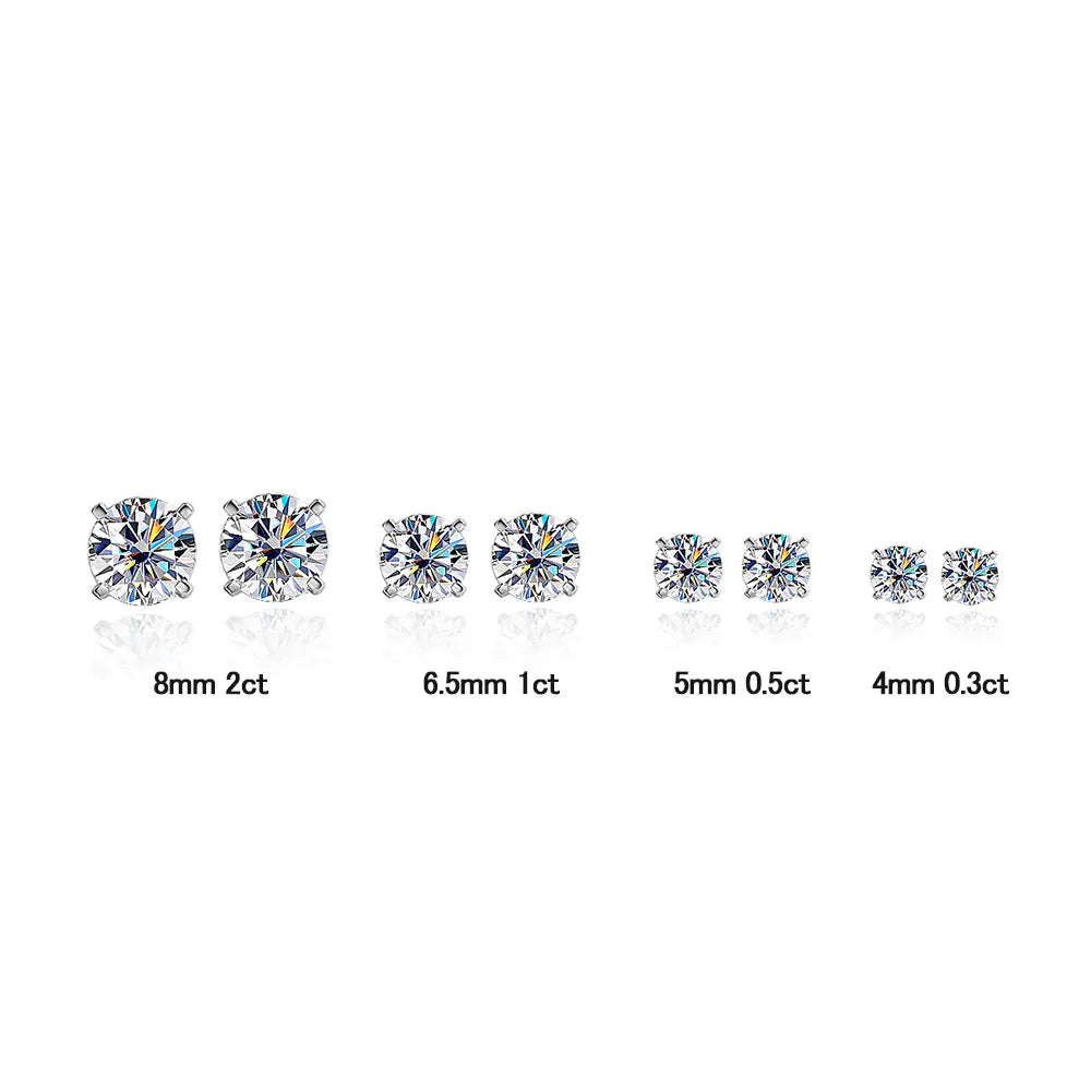 KNOBSPIN Moissanite Earring 0.2-2ct D VVS1 GRA Certified Lab Diamond 4 Claw s925 Sterling Silver Stud Earrings for Women Man-World Bazaar Life