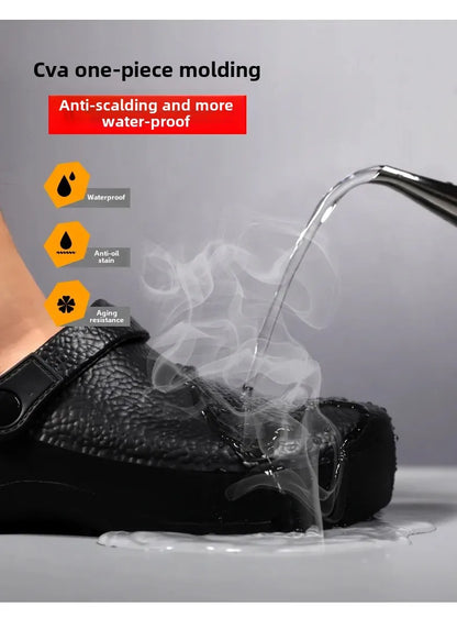 Comwarm Men New Clogs Slippers Non-slip Oil-proof Waterproof and Wear-resistant Work Kitchen Shoes Comfortable EVA Garden Sandal